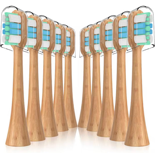 10 Pack Bamboo Electric Toothbrush Heads, Eco-Friendly Toothbrush Refills SWISSTHETIC® Compatible with Philips Sonicare