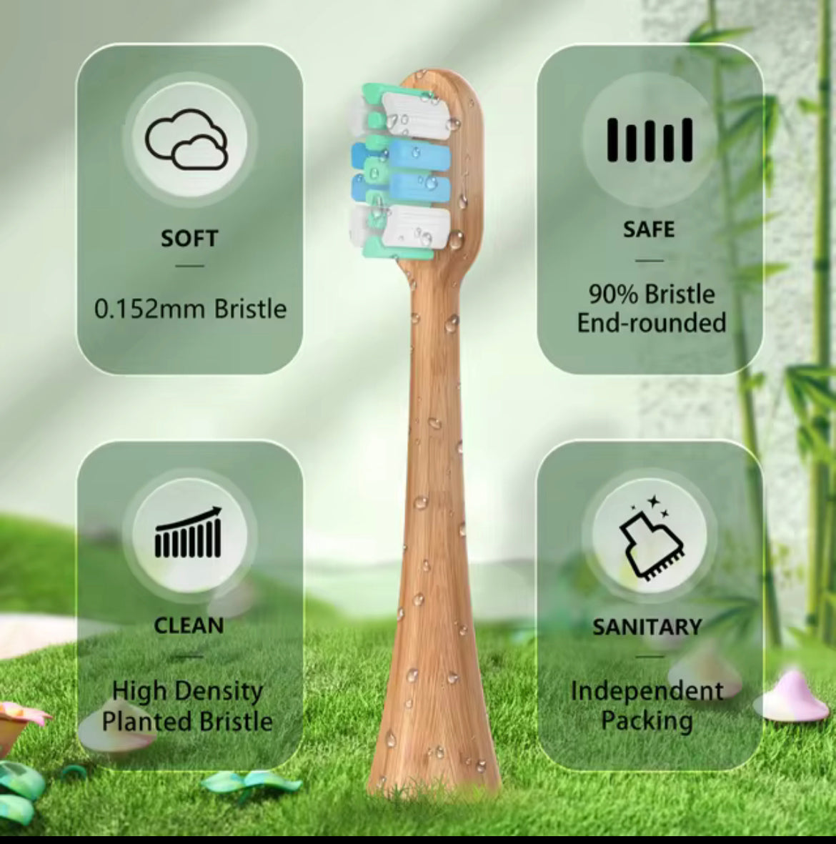 10 Pack Bamboo Electric Toothbrush Heads, Eco-Friendly Toothbrush Refills SWISSTHETIC® Compatible with Philips Sonicare