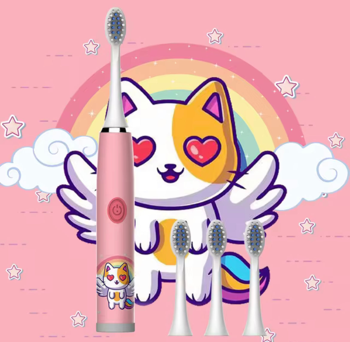 Kids Sonic Electric Toothbrush Rechargeable Colorful Cartoon Children Brush Automatic USB IPX7 Waterproof With Replacement Heads