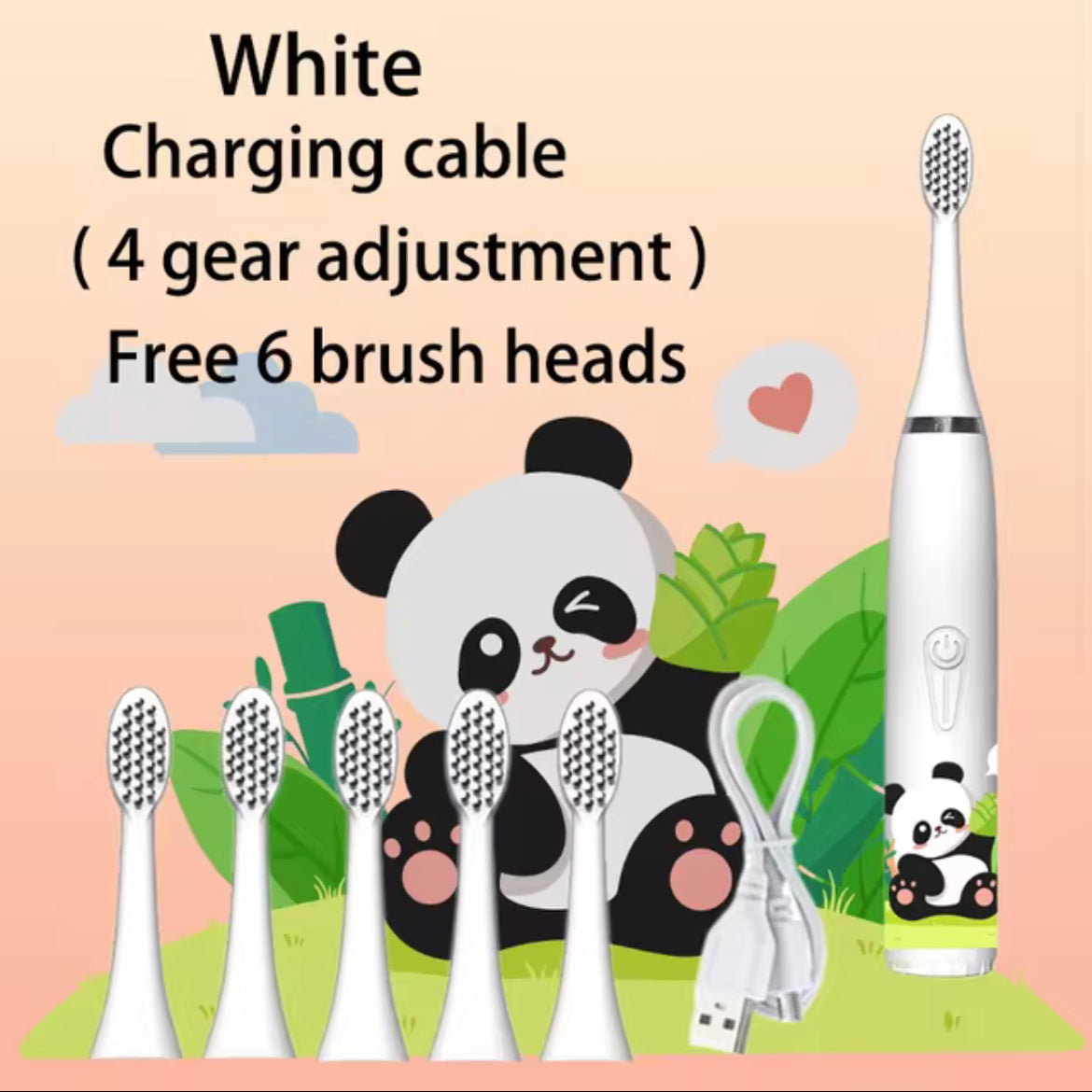 Kids Sonic Electric Toothbrush Rechargeable Colorful Cartoon Children Brush Automatic USB IPX7 Waterproof With Replacement Heads