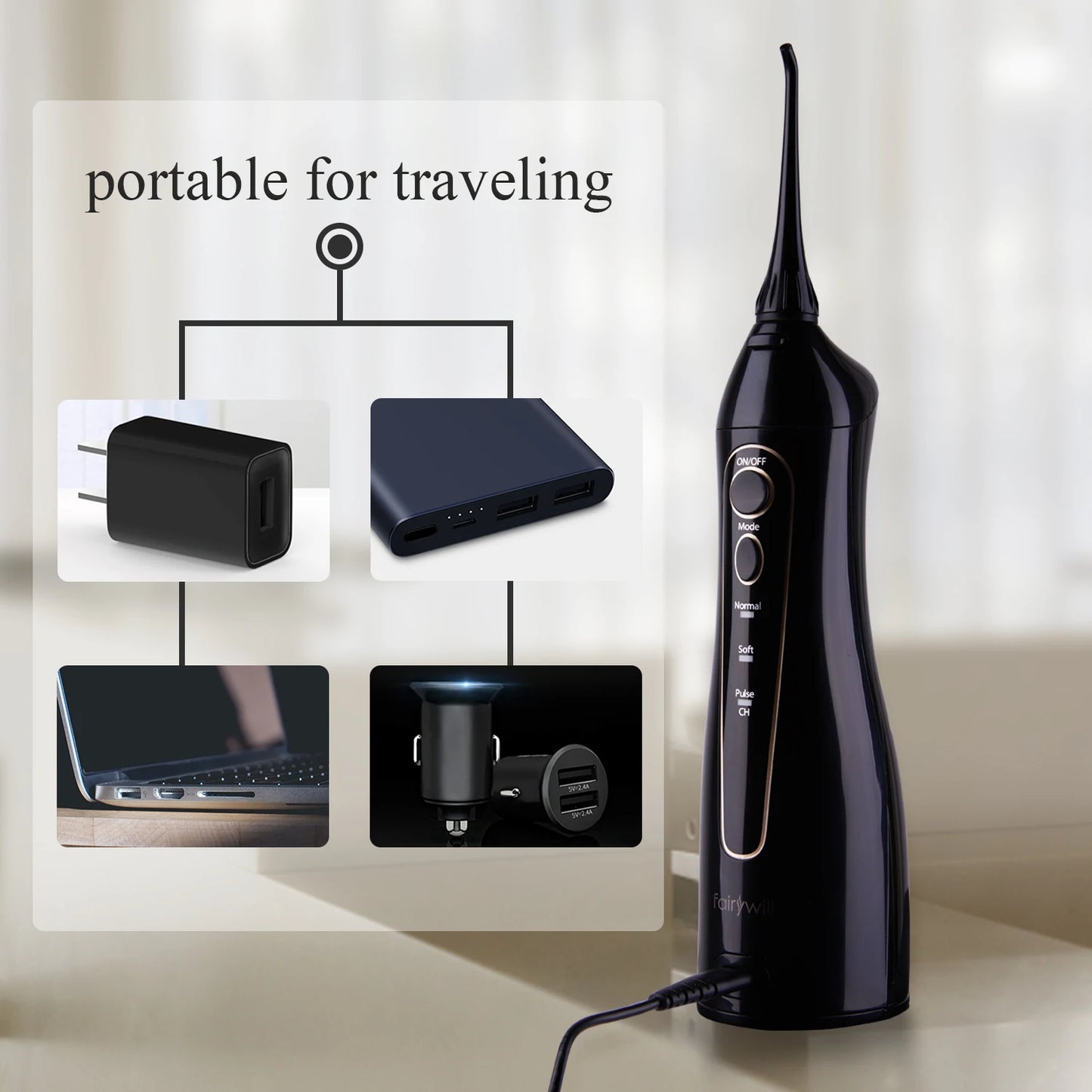 SWISSTHETIC® Water Flosser Oral Irrigator (black)