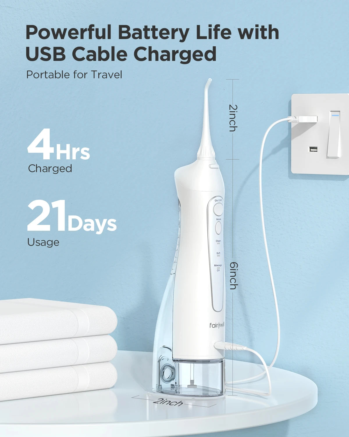 USB Cable Charger for SWISSTHETIC® FW Water Flosser Oral Irrigator