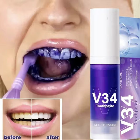 V34 Teeth Whitening Toothpaste Mousse Remove Plaque Stains Cleaning Oral Hygiene Fresh Bad Breath Dental Tooth Care Tools