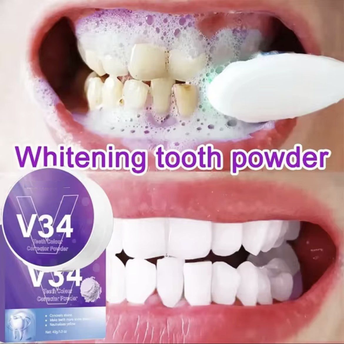 V34 Teeth Whitening Toothpaste Mousse Remove Plaque Stains Cleaning Oral Hygiene Fresh Bad Breath Dental Tooth Care Tools